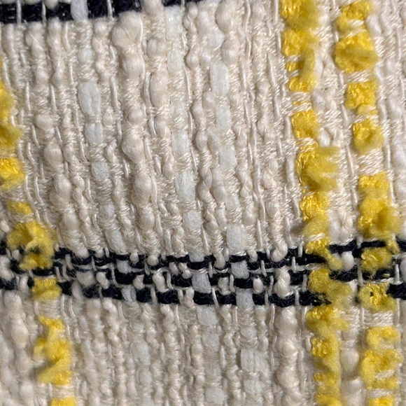 Halogwn Check Tweed Fringed Jacket Yellow/White/Black, size Medium - Picture 6 of 8